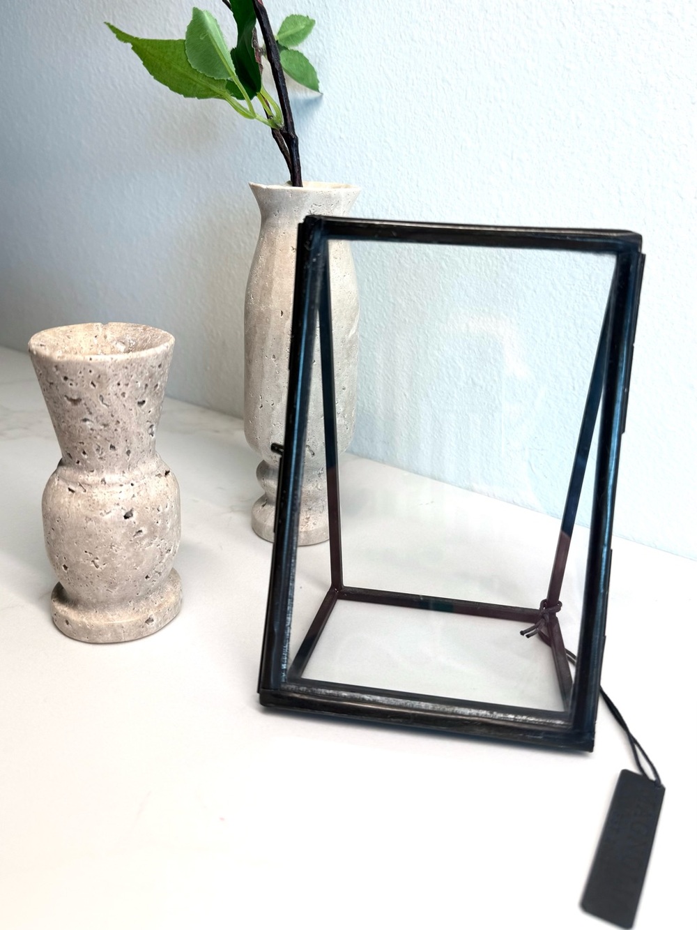 Magnolia Distressed Black Metal Floating Glass 4x6 Picture Frame